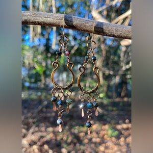 Mini Bronze and TourmalineChandelier Earrings